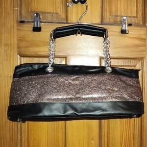 Elegant Black and Glitter Wine Bottle Bag